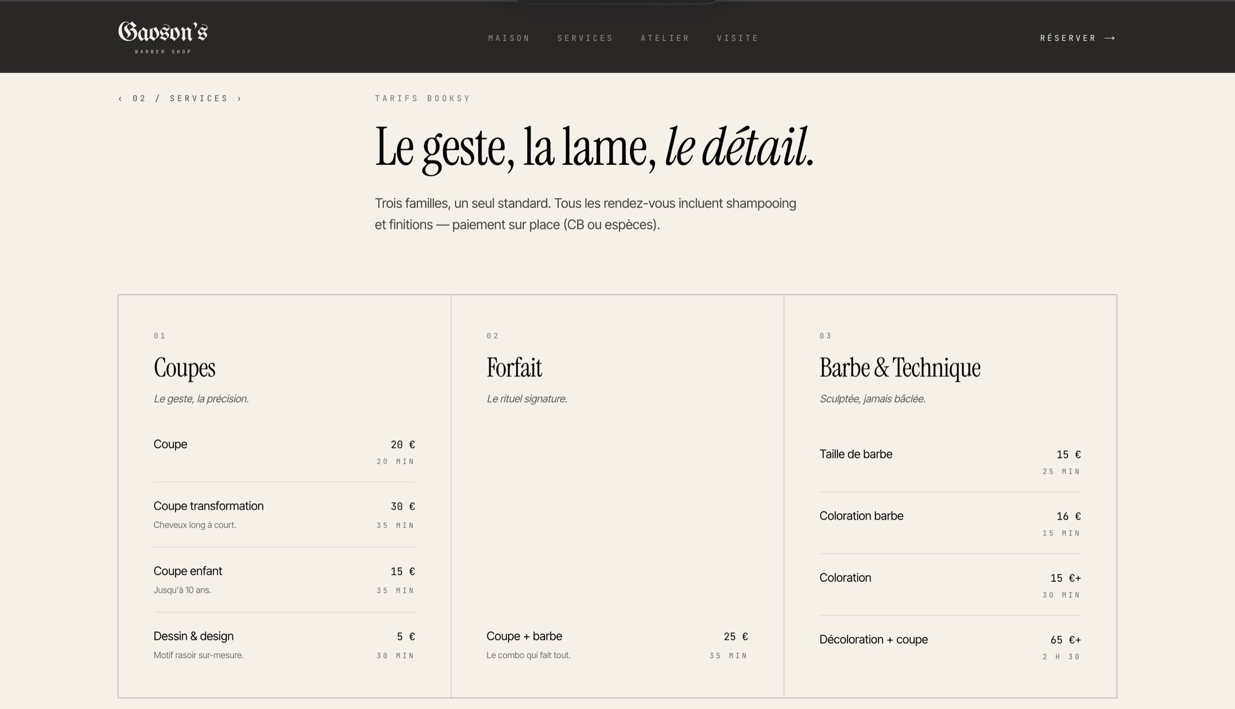 Gaoson's — tarifs Booksy