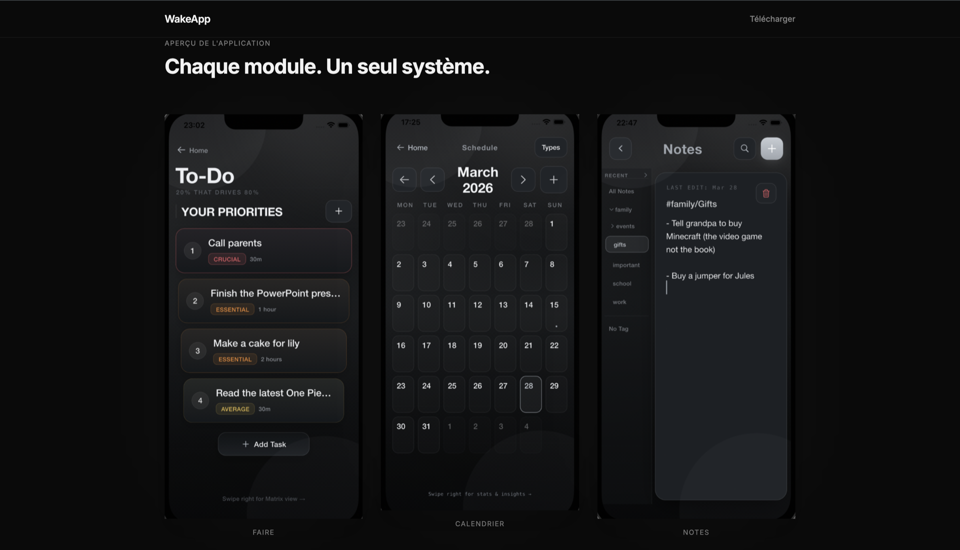 WakeApp — Chaque module. Un seul système.